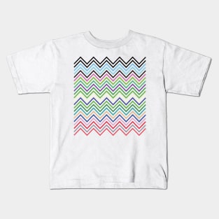 Random Color Pattern with Zig Zag Lines, random color Kids T-Shirt